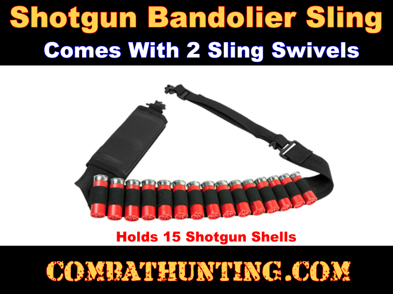 Shotgun Sling 15 Round Shot Shell Bandolier Two Point Sling style=